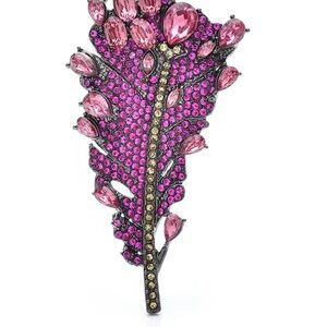 Pink Feather Crystal Brooch